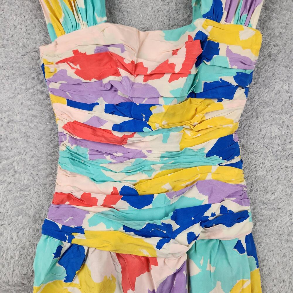 Vintage Silks St Gillian Dress Womens 6 Multicolor Silk Ruched Sheath 80s Art - Picture 2 of 16